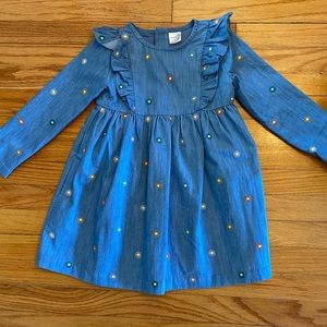 EUC denim dress with embroidery.